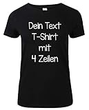 Damen T-Shirt Rundhals Bedrucken mit dem Amazon Tshirt Designer. T-Shirt selber gestalten. T-Shirt Druck. T-Shirt mit Wunschtext. T Shirts sind Ökotex-100 Zertifiziert. Schwarz XL