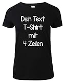 Damen T-Shirt Rundhals Bedrucken mit dem Amazon Tshirt Designer. T-Shirt selber gestalten. T-Shirt Druck. T-Shirt mit Wunschtext. T Shirts sind Ökotex-100 Zertifiziert. Schwarz XL