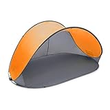 Relaxdays Pop Up Strandmuschel, H x B x T: 100 x 220 x 120 cm, Wurfzelt, UV 80, wasserabweisend, anthrazit-orang