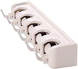HONGLIUDSF Punchfreier Mopp- und Besenhalter, Wandmontage, 5 Positionen, mit 5 einziehbaren Haken, hält für Garagen-Aufbewahrungssysteme (Farbe: Weiß, Größe: 40 x 6,5 x 7 cm)