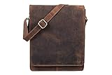 LEABAGS London Leder-Umhängetasche I Laptoptasche bis 13 Zoll I Messenger Bag aus echtem Kuh-Leder im Vintage Look I Schultertasche I Arbeitstasche I 26x8x31cm (Cow Dark Brown Hunter)