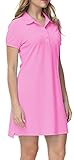 MoFiz Polokleid Kurzarm Damen Golf Tennis-Kleider Sommer Freizeitkleider Baumwolle Polokragen Sport Dress Rosa L