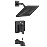 HOMELODY Duscharmatur-Set, mattschwarz, Badewannen-Wasserhahn, Duschsystem, 20,3 cm, Regenduschkopf, Duschset mit Ventil, mattschwarze D