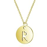 XLEIQUISHJ Zierliche goldene Initialen Halskette 316L Edelstahl Frauen Schmuck Choker A-Z 26 Buchstaben ausgehöhlte Initiale Anhänger Halskette Geschenke für Frauen (Metallfarbe: R)