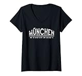 Damen München GPS Koordinaten Landeshauptstadt Münchner Süden T-Shirt mit V