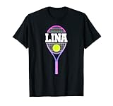 Lina Name Tennisspieler Mädchen Ball und Schläger Sportfan T-S