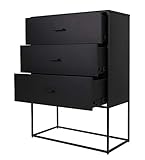 osoltus Kommode Cube Stahl schwarz 3 Schubladen Schrank Industrial 109cm Industrie-S