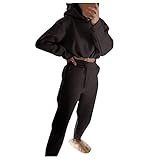 Sonojie Jogginganzug Damen Traingsanzug für Frauen Bekleidungsset Damen Winter Anzug Langarm Hoodie Kapuze und Hose Jogginghose Hausanzug Frauen Einfarbig Freizeitanzug 2 Teilig