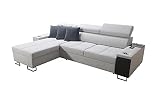 Ecksofa Megy I Mini Wohnlandschaft Sofa mit Bettkasten Schlaffunktion USB Eingang Bett Couch Links Rechts Modern 26 (Links)