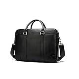 Lpiotyu Mens Satchel. Herren Aktentasche für 15-Zoll-Laptoptasche Büro-Tasche Herren Business Aktentasche Handtasche Tasche Männer Leder (Color : Black)