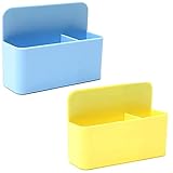 2 Stück Magnetisch Marker Halter, Magnetstifthalter Organizer, Magnetisch Marker Halter für KüHlschrank, für Flache Metalloberflächen von Schließfächern, Tafeln, Kühlschränken(Gelb, Blau)