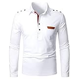 KBUY Herren Poloshirt Langarm Regular Fit Basic Polo Business Polyester Elegante Polohemd für Männer Herren Poloshirt Langarm Kontrast Tasche Polohemd T-Shirt Basic Golf Polo S-2XL