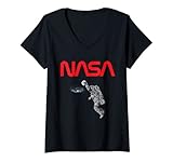 Damen NASA Astronaut spielt in der Galaxy Worm Logo Cool T-Shirt mit V