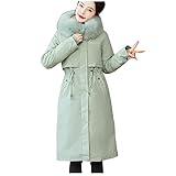 GFGHH Damen Winter Jacken Lang Warm Daunenmantel mit Kapuze Verdickt Übergangsjacke Maxi Parka Jacke Kunstpelz Langarm Steppjacke Outwear Stilvoll Leichte Steppjacke Damen Daunenjacke Damen Steppjack