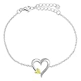 YL Armband Herz 925 Sterling Silber Schnitt November Geburtsstein Gelb Zirkonia Liebe Armband für Mutter D