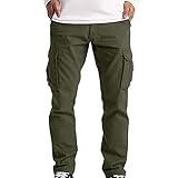 LUNULE Herren Jogginghose Outdoor Jogging Fitness Sporthose Lange Multi Taschen Cargohose für Männer Gerade Geschnitten Arbeitshose Slim Fit Fitnesshose Herren Loose Atmungsaktiv F