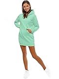 OZONEE Damen Hoodie Kapuzenpullover Lang Sweatjacke Sweatkleid Winterkleid Herbstkleid Kleid Sweatshirt Sweatshirtkleid Kapuzenjacke Kapuzenpulli Kapuze Langarm Sport JS/YS10003/39 PFEFFERMINZ M