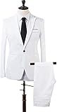 Huaheng 2 Stück Herren Slim Fit Formelle Business Smoking Anzug Mantel Hose Party Hochzeit Ball - Weiß, L