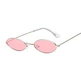 PPLAX Kleiner Rahmen Schwarze Töne Runde Sonnenbrille Frauen Oval Vintage Mode Rosa Sonnenbrille Weiblich (Lenses Color : SilverPink)