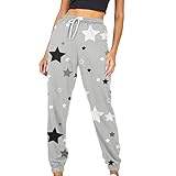 yiouyisheng Jogginghose Damen Vintage-Mode-Grafikdruck Sporthose lang Freizeithose Mädchen High Waist Laufhosen mit Kordelzug und Taschen, Damen Sommer Frühling Herbst Sweatp