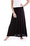 U&F Damen Maxi-Rock mit hohem Bund I Herbst Sommer Frühling Casual Basic Knöchellanger Rock Faltenrock Maxirock Sommerrock Boho Festliche Röcke Festival Hohe Taille Freizeit |Schwarz Größe M