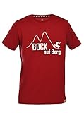 Gipfelglück Fred Herren T-Shirt aus nachhaltiger Bio-Baumwolle | Mit trendigem und modernen Bock auf Berg Print | Männer Tshirt Weinrot in der Größe XL