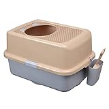 MDHDGAO Katze Wurf Box Katze Wurf Box Voll geschlossene Katze Toilette Deodorant Katze Kacke Tray Übergroße Top-in Typ Splash-Proof Katze Wurf Box Katze Zubehör Haustier Toilette (Color : E)