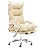 XXSW Bequemer Stuhl Einstellbarer Bürostuhl mit Gestänge Armlehne, Rolling Swivel Rückenlehne Bequemer Liegestuhl, ergonomischer Stuhl for Home Office Bürostühle (Color : Beige)