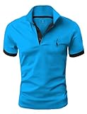 GLESTORE Poloshirt Herren, T Shirts Männer, Hemd Herren Kurzarm Giraffe Stickerei T-Shirt Sommer Slim Fit Golf Sports Blau XL