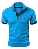 GLESTORE Poloshirt Herren, T Shirts Männer, Hemd Herren Kurzarm Giraffe Stickerei T-Shirt Sommer Slim Fit Golf Sports Blau XL