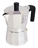 Pintinox Espressokocher, für 1 Tasse, Modell Capri, aus Aluminium, auslaufsichere Griffe und Formen ermöglichen eine perfekte Extraktion des Kaffees und eine erhebliche Energieeinsparung