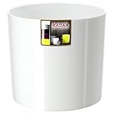 KADAX Blumentopf aus Kunststoff, 13 Farben, glänzenden Topf in zylindrischer Form, Kräutertopf, Blumenvase, Übertopf, Pflanzkübel, Pflanzentopf (⌀ 12,7 cm, weiß)