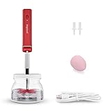 Megainvo Elektrischer Pinselreiniger Make Up Pinsel Set Schminkpinsel Reiniger & Trockner Make-up Kosmetikpinsel Reinigungsgerät Makeup Brush Cleaner USB Wiederaufladbar Schminktisch Zubehör (Rot)