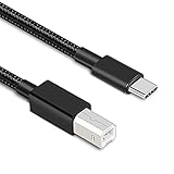 USB Druckerkabel 2m, USB B auf USB C Drucker Kabel Nylon 2.0 USB B kabel Kompatibel für Drucker HP, Dell, Canon, Lexmark, Xerox, Brother, Schw