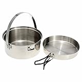 QWVDS 2 stücke Edelstahl Camping Kochgeschirr Messe Kit für Outdoor Camping Wandern Backpacking Kochset Campingb