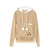 Jinkulya Hoodie Sweatshirt für Damen süße Känguru-Haustier-Katzenträger-große Tasche Kapuzenpullover mit Kapuze Top Langarm S