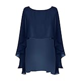 iiniim Damen Bolero Elegante Chiffon Schulterjacke Casual Leichte Cardigan Tops Für Festlich Hochzeit Braut Abendkleid Marine Blau Einheitsgröß