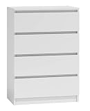NOXEN Kommode M4 70 Weiß Schlafzimmer Möbel Schrank Vier Schubladen Nachttisch Schrank Aufbewahrung für Zuhause Wohnzimmer F