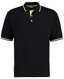 KUSTOM KIT Klassisch Passen Kurz Ärmel Mellion Polo Mode Passen T-Shirt - Schwarz Gelb (L)