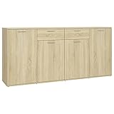 vidaXL Sideboard mit 4 Türen 2 Schubladen Kommode Anrichte Mehrzweckschrank Beistellschrank Schrank Standschrank Sonoma-Eiche 160x36x75cm Spanp