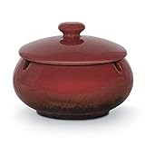 ONEDERZ Aschenbecher für Draußen mit Deckel, Keramik Windaschenbecher Geruchsdicht Sturmaschenbecher für Home Office Dekoration (Rot)