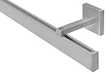 Gardineum 35 x 14 mm rechteckige Gardinenstange Innenlauf Vorhangstange mit Wandträger WA 8 cm alu-Silber modern (0,60 m, alu-Silber WA 13 cm)