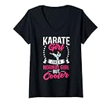Damen Karate Fighter schwarzer Gürtel Lektion Training Anfänger Japan T-Shirt mit V