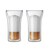 Bodum ASSAM 2-teiliges Kaffeeglas-Set (Doppelwandig, Mundgeblasen, Spülmaschinengeeignet, 0,4 liters) transp