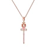 Gnoce Sailor Moon Zauberstab Halskette Sterling Silber'Triumph über das Böse' 18K Rose Gold Damen-Kette mit Anhänger Halsketten Schmuck Geschenk für D