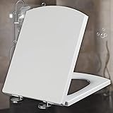YISUPP Wc Sitz Absenkautomatik Weiß Toilettendeckel Softclose Familien Toilettensitz mit Absenkautomatik klobrille mit Edelstahlscharnieren-Wc Deckel,White-39.5~46.5 * 34.5