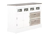 Woodkings® Sideboard Russel Holz weiß grau ? braun mit Schubladen und Türen Schubladenkommode Schrank schmal Vintage Shabby Schlafzimmer Flur Küche Landhaus Möb