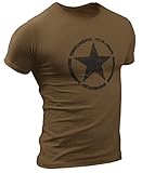 US Army Retro Vintage Star Herren T-Shirt (L, Braun)