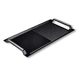 ELAG Grillplatte (Das Original für Induktion – aus Gusseisen – 43x23 cm Bratplatte - für Plancha & Teppanyaki Kochen – mit Antihaft – kratzfester Untergrund – halb-gerippt und halb-glatt)