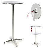 Nexos SC00065 Stehtisch Bartisch 115 cm Aluminium Silber glänzend Tischplatte 60 cm klappbar Platte 2 cm Edelstahl Hochzeit Empfangstisch Bistrotisch Klapp